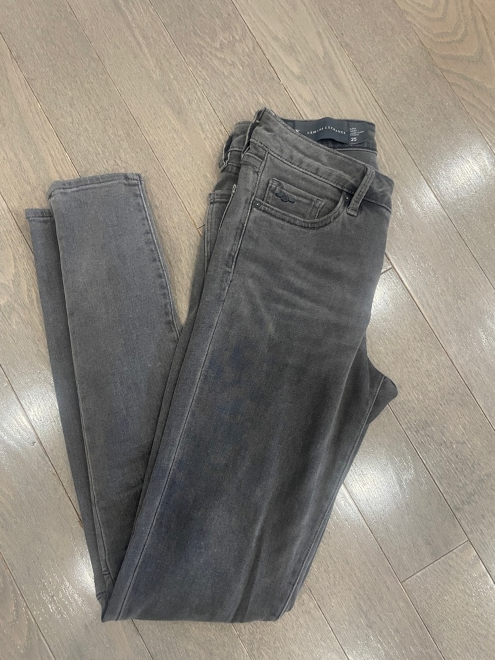 Armani Exchange Super Skinny Elastane Jeans 🔥 - Faded Gray Distressed • Size 25 - Picture 13 of 13